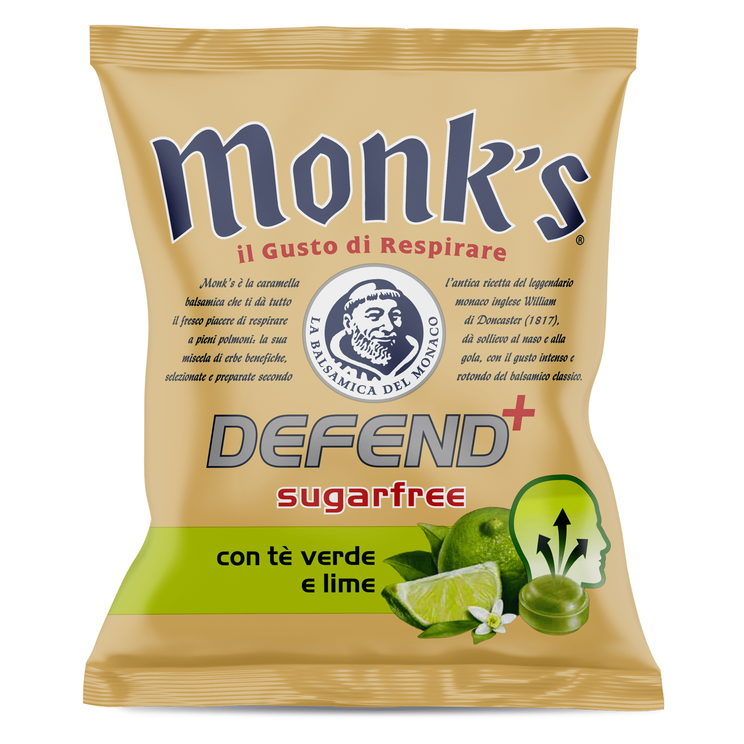 Busta da 46 g Monk's Defend+ tè verde e lime