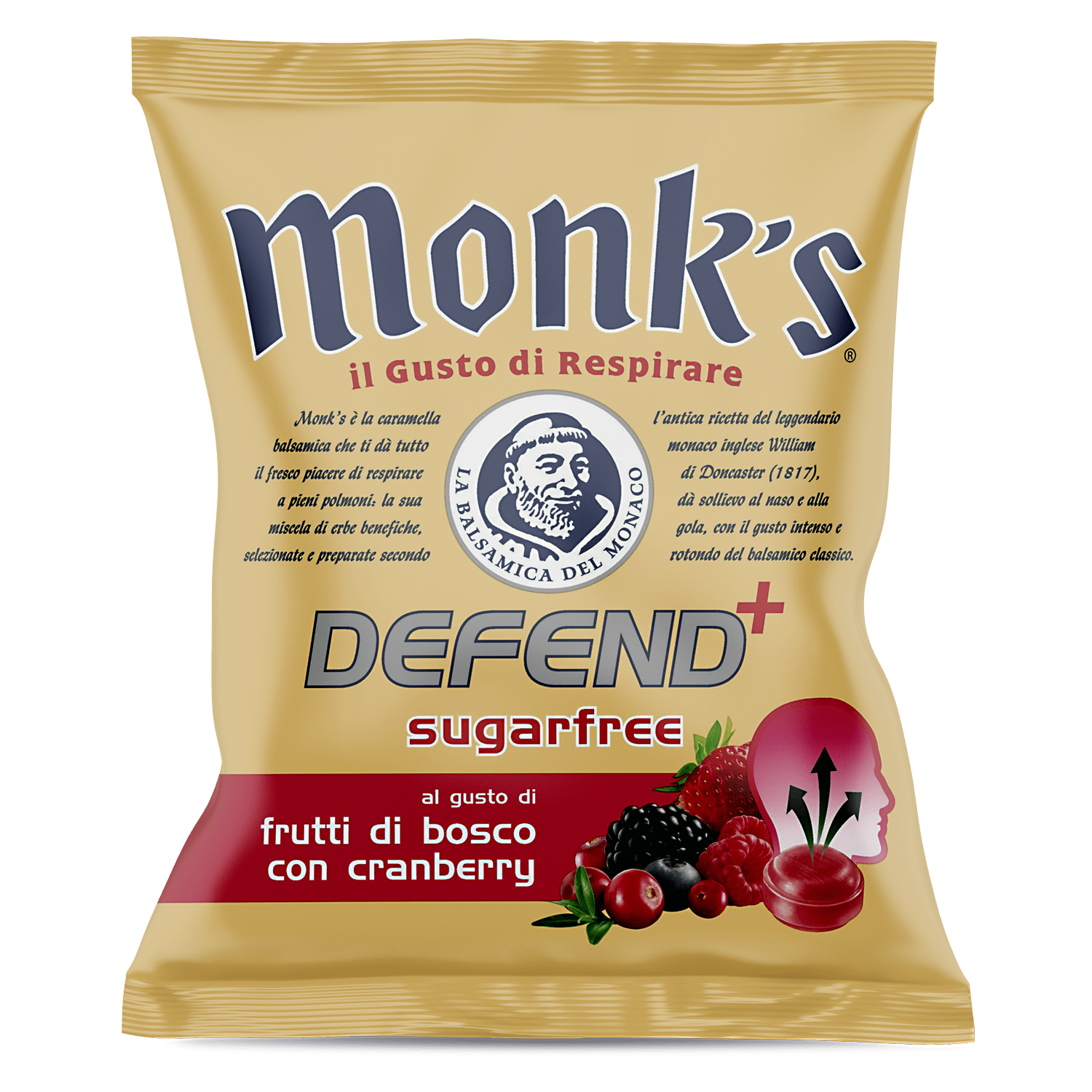 Busta da 46 g Monk's Defend+ frutti di bosco con cranberry