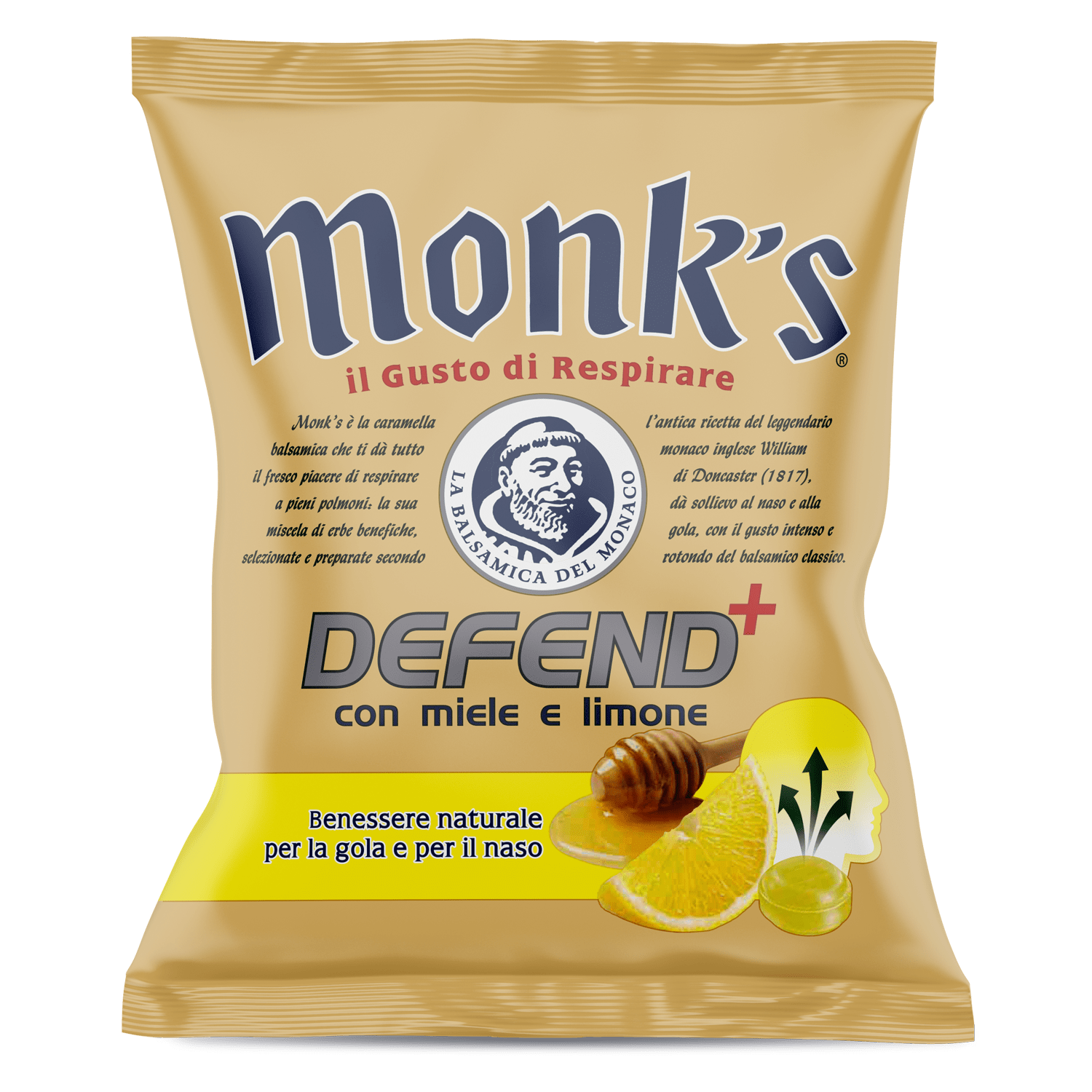 Busta da 46 g Monk's Defend+ miele e limone