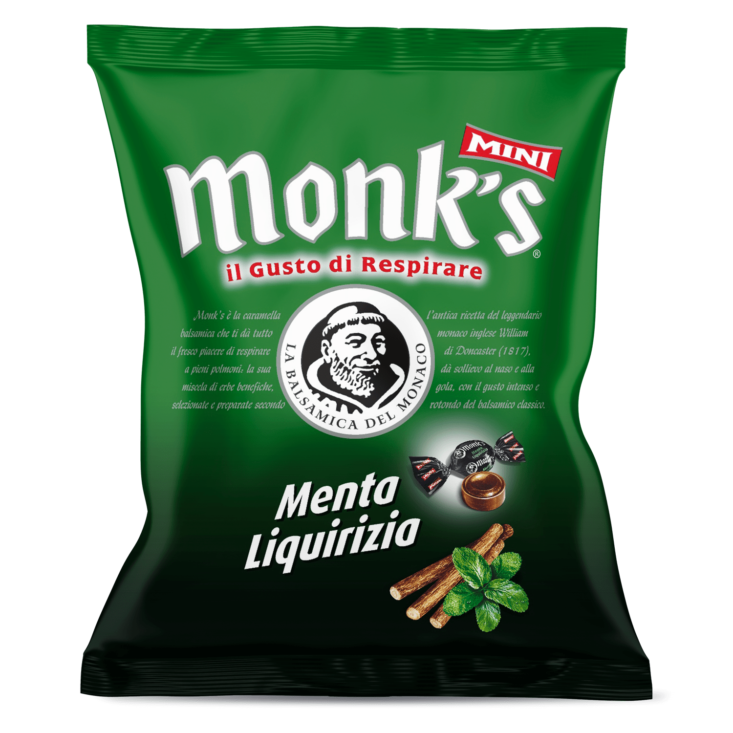 Busta da 80 g Monk's balsamica mini menta e liquirizia